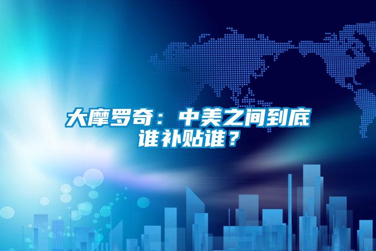 大摩羅奇：中美之間到底誰補貼誰？